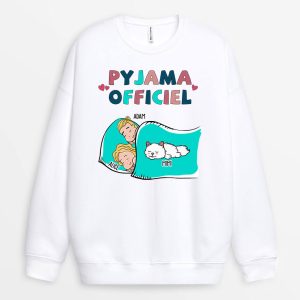 Sweat-shirt Pyjama Officiel Chat Pour Couple Personnalise Sweat-shirt Pyjama Officiel Chat Pour Couple Personnalise