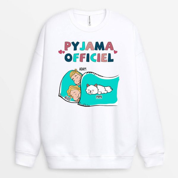 Sweat-shirt Pyjama Officiel Chat Pour Couple Personnalise