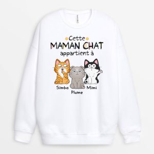 Sweatshirt Cette MamanCe Papa Chat Appartient A Personnalise Sweatshirt Cette MamanCe Papa Chat Appartient A Personnalise