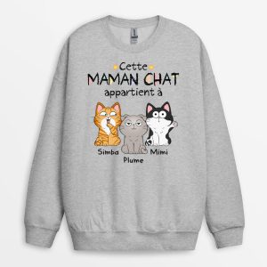 Sweatshirt Cette MamanCe Papa Chat Appartient A Personnalise Sweatshirt Cette MamanCe Papa Chat Appartient A Personnalise