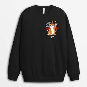 Sweatshirt Chats Demoniaques Et Toiles d’Araignees Personnalise Sweatshirt Chats Demoniaques Et Toiles d’Araignees Personnalise