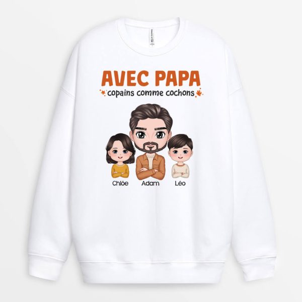 Sweatshirt Copains Comme Cochons Avec Papi Personnalise