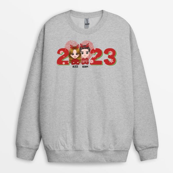 Sweatshirt Couple de Noel avec Amour Personnalise