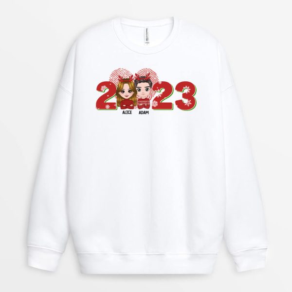 Sweatshirt Couple de Noel avec Amour Personnalise