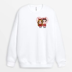 Sweatshirt Couple de Noel avec Coeur Personnalise Sweatshirt Couple de Noel avec Coeur Personnalise