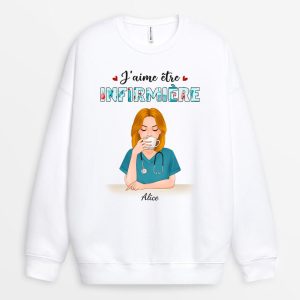 Sweatshirt J’aime Etre Infirmiere Personnalise