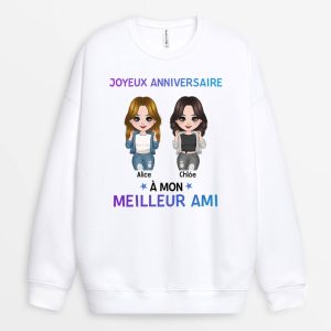 Sweatshirt Joyeux Anniversaire A Meilleure Amie Personnalise