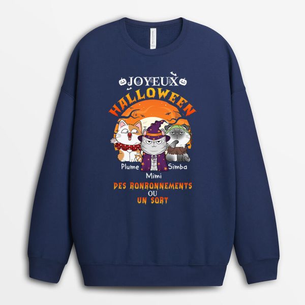 Sweatshirt Joyeux Halloween Des Ronronnements Ou Un Sort Personnalise