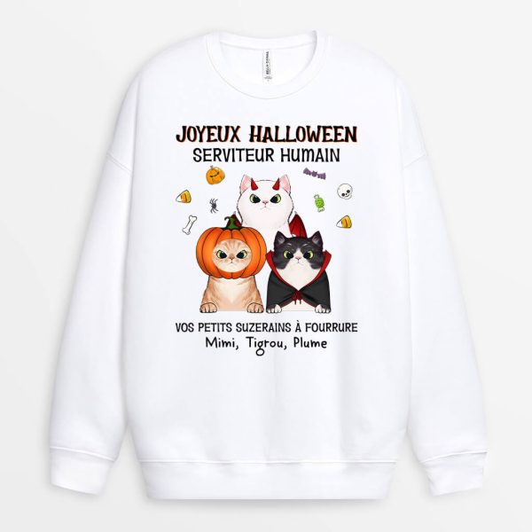 Sweatshirt Joyeux Halloween Serviteur Humain Personnalise