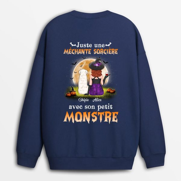 Sweatshirt Juste Une Mechante Sorciere Avec Son Monstre Personnalise