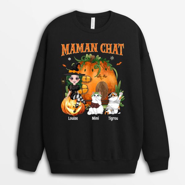 Sweatshirt Maman Chat Deguisement pour Halloween Personnalise