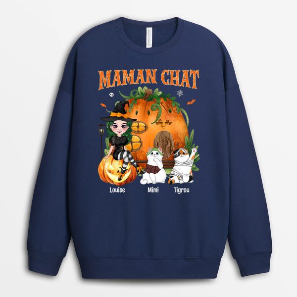 Sweatshirt Maman Chat Deguisement pour Halloween Personnalise