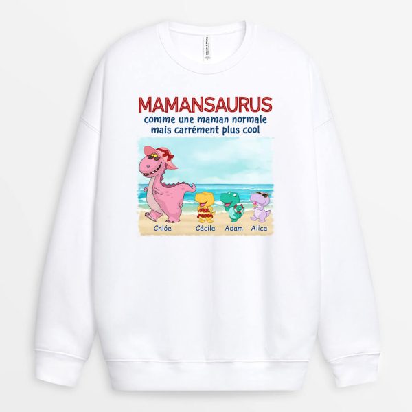 Sweatshirt Mamansaurus Mamiesaurus La Plage Personnalise