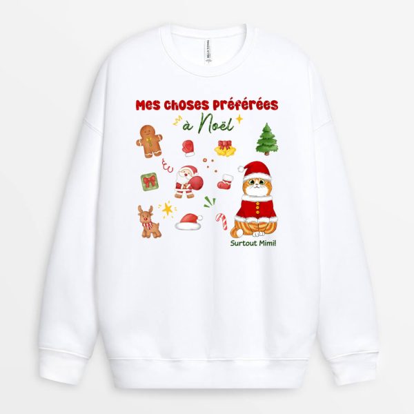 Sweatshirt Mes Choses Preferees a Noel Surtout Mimi Personnalise