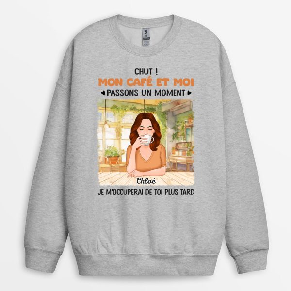 Sweatshirt Mon Cafe Et Moi Personnalise