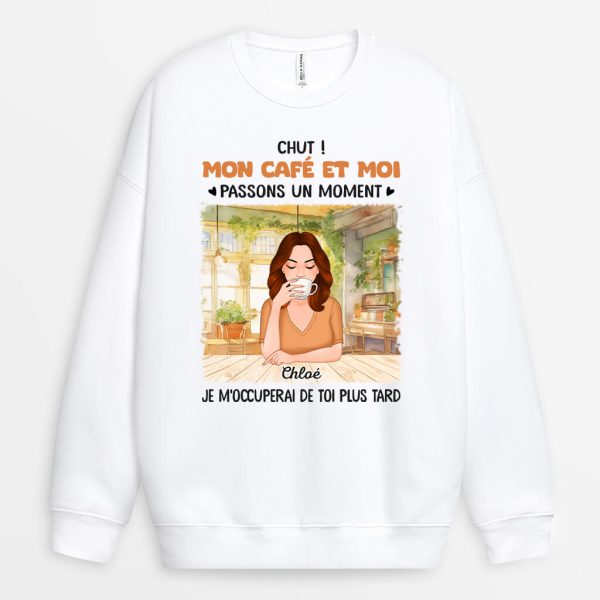 Sweatshirt Mon Cafe Et Moi Personnalise