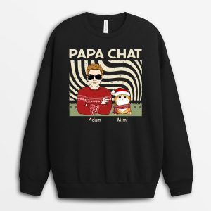 Sweatshirt Papa De Chat Noel Personnalise Sweatshirt Papa De Chat Noel Personnalise