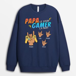 Sweatshirt Papa Le Jour Gamer La Nuit Personnalise