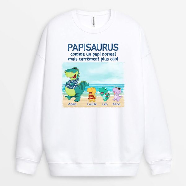 Sweatshirt Papasaurus Papisaurus La Plage Personnalise