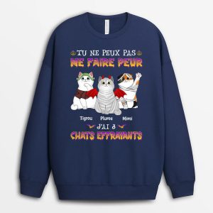 Sweatshirt Tu Ne Peux Pas Me Faire Peur J’ai 4 Chats Effrayants Personnalise