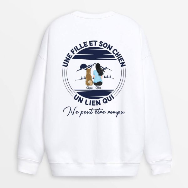 Sweatshirt Une Fille Et Son Chien Un Lien Qui Ne Peut Etre Rompu Montagnes Personnalise