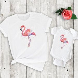 T Shirt Maman Bebe Flamant T Shirt Maman Bebe Flamant