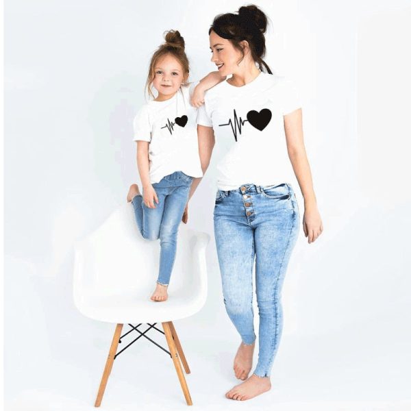 T Shirt Mere Fille Heartbeat