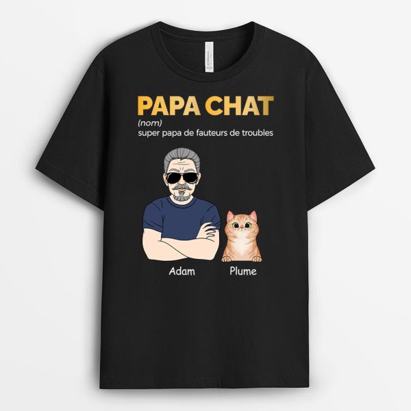T-Shirt Super Papa De Fauteurs De Troubles Version Chat Personnalise