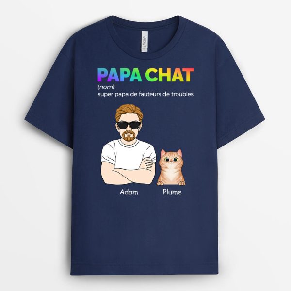T-Shirt Super Papa De Fauteurs De Troubles Version Chat Personnalise