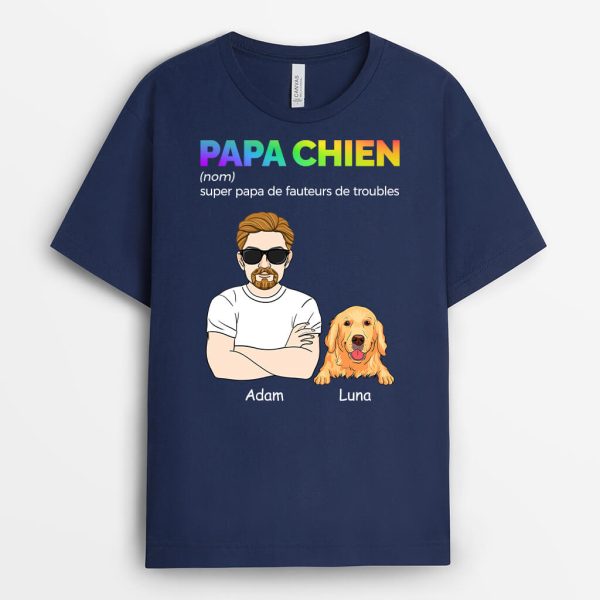 T-Shirt Super Papa De Fauteurs De Troubles Version Chien Personnalise