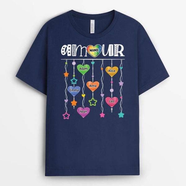 T-shirt Amour Fil de Coeur Colore Personnalise