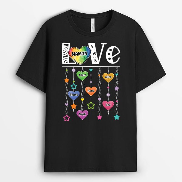 T-shirt Amour Fil de Coeur Colore Personnalise