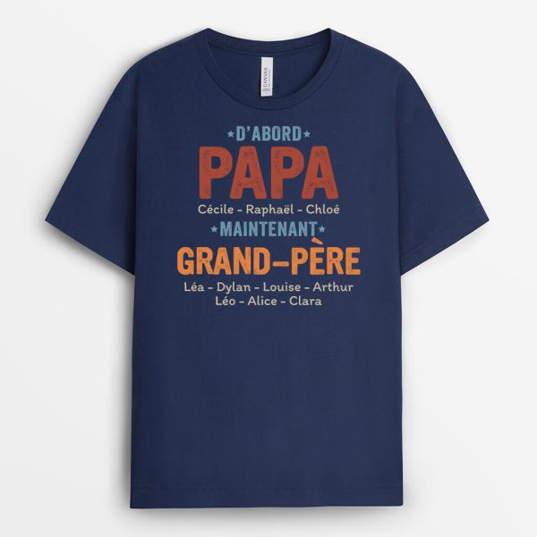 T-shirt Avant Papa Maintenant Grand-pere Personnalise