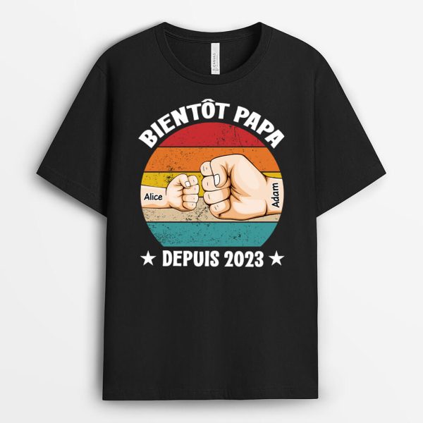 T-shirt Bientot Papa Personnalise