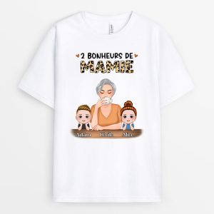 T-shirt Bonheurs de Maman Mamie Leopard Personnalise