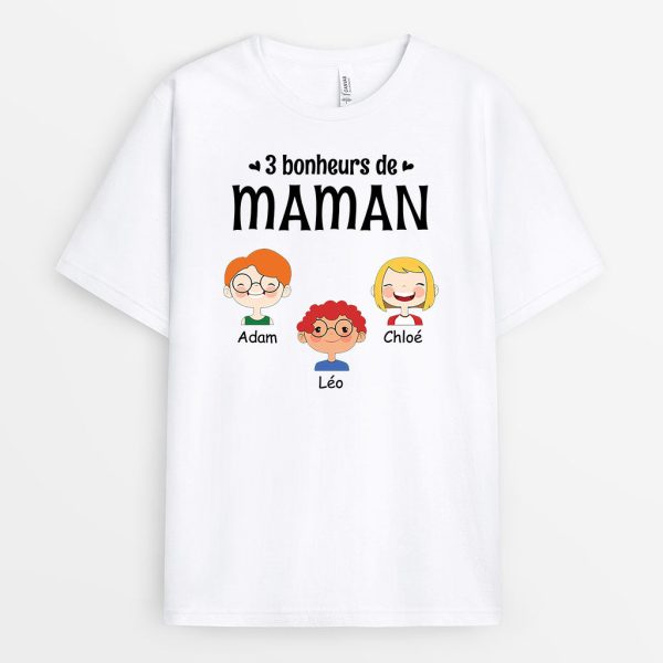 T-shirt Bonheurs de Maman Mamie Visage D’enfants Personnalise