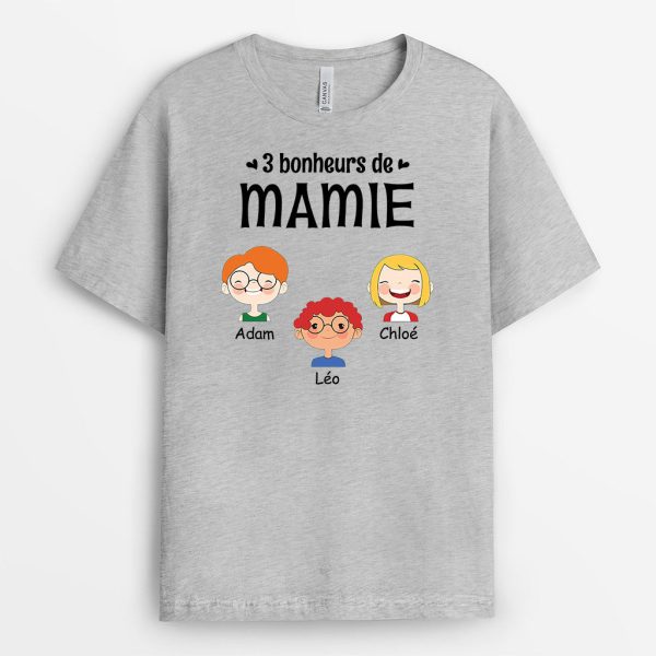 T-shirt Bonheurs de Maman Mamie Visage D’enfants Personnalise