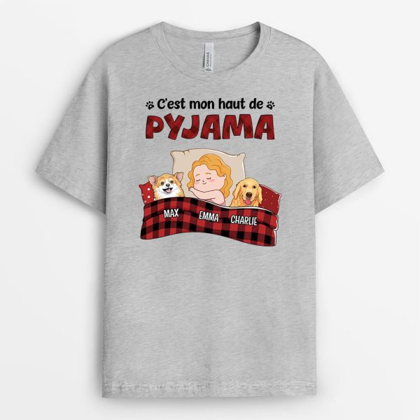 T-shirt C’Est Mon Pyjama Avec Empreintes Chien Personnalise