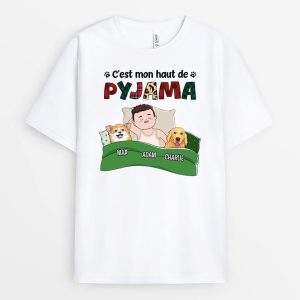 T-shirt C’Est Mon Pyjama Avec Empreintes Chien Personnalise
