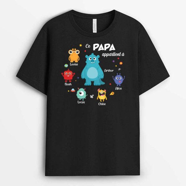 T-shirt Ce Papa Appartient A Version L’Univers Des Monstres Personnalise
