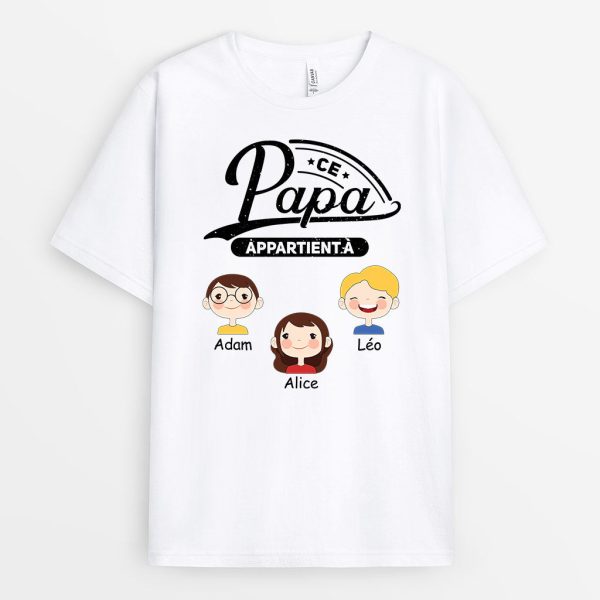 T-shirt Ce Papa Papi Appartient A Visage D’enfants Personnalise