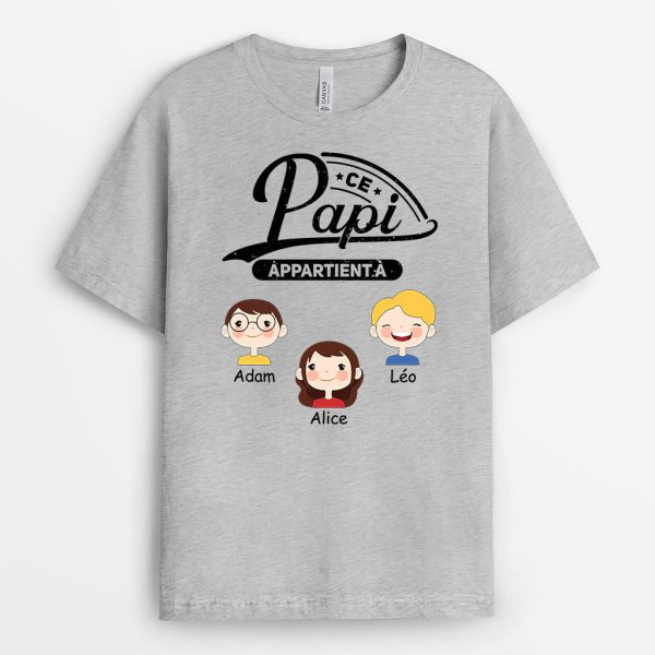 T-shirt Ce Papa Papi Appartient A Visage D’enfants Personnalise