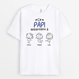 T-shirt Ce Papa Papi Appartient a Dessin au Crayon Personnalise 2 T shirt Ce Papa Papi Appartient a Dessin au Crayon Personnalise 3