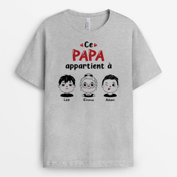 T-shirt Ce PapaPapy Appartient A Noir et Blanc Personnalise
