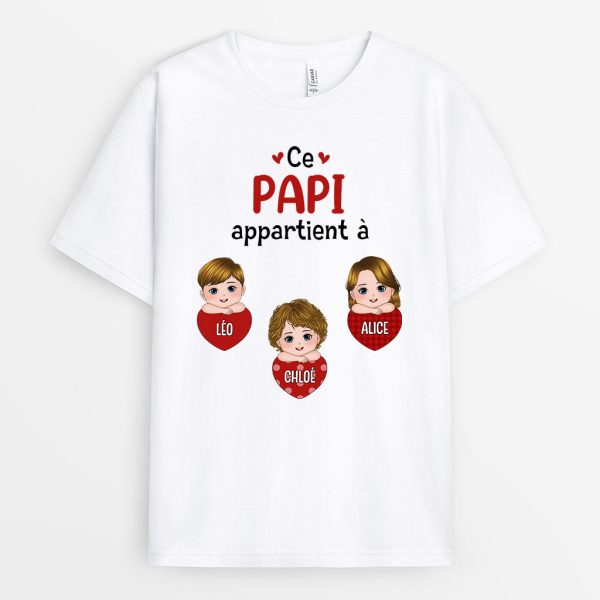 T-shirt Ce Papi Appartient A Enfants sur Cœur Personnalise