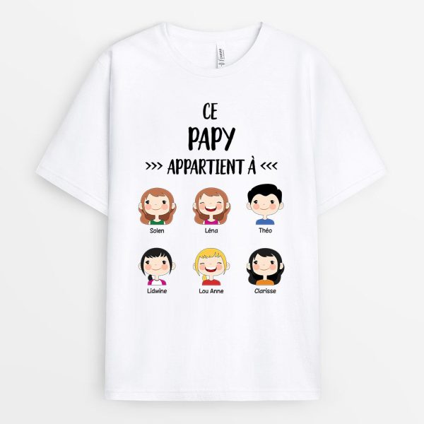 T-shirt Ce Papi Appartient A Visage D’enfants Personnalise