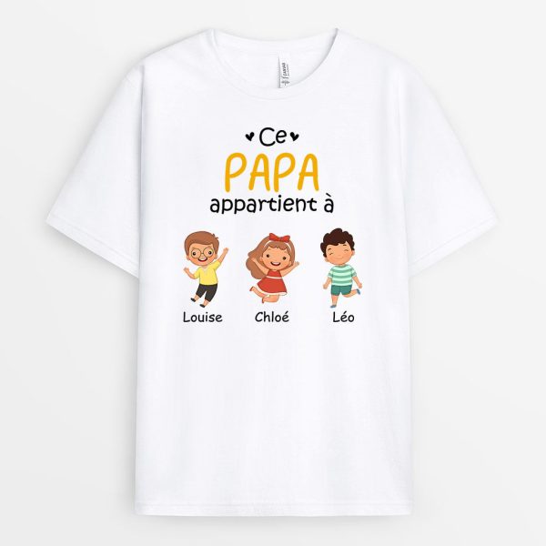 T-shirt Ce Papi Papa Appartient A Portrait Personnalise