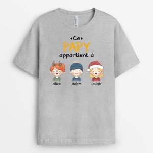 T-shirt Ce Papy Appartient A Petits-Enfants Version Noel Personnalise