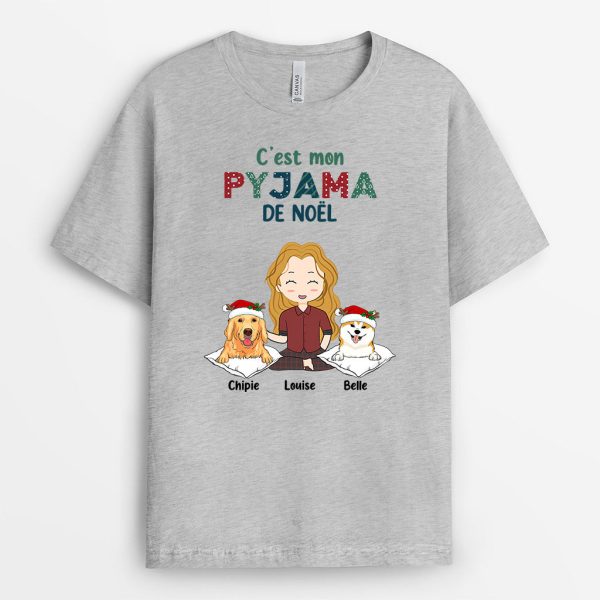 T-shirt C’est Mon Pyjama de Noel avec Chiens Personnalise