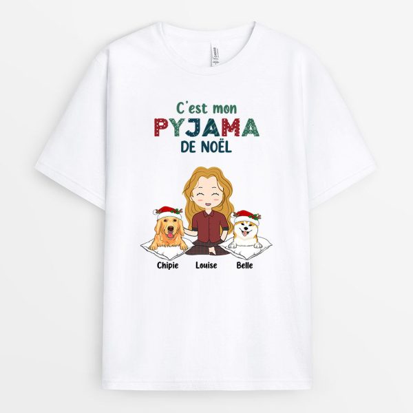 T-shirt C’est Mon Pyjama de Noel avec Chiens Personnalise